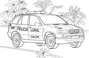 Página para Colorir BMW X5 Carro de Polícia