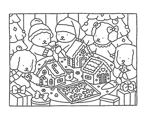 Página para Colorir Página para Colorir de Troca de Presentes de Natal