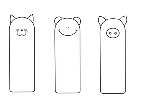 Gato, urso e porco sorrindo, fácil página para colorir Favorito, imprimível grátis