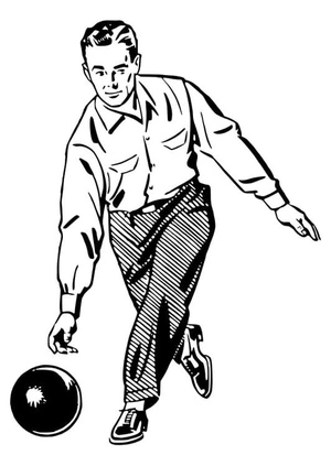 Página para Colorir Um Homem Jogando Boliche