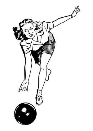 Página para Colorir Uma Mulher Joga Boliche