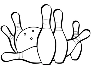 Página para Colorir Bola de Boliche e Pinos de Boliche