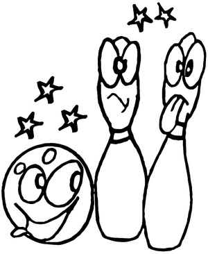Página para Colorir Boliche Cartoon