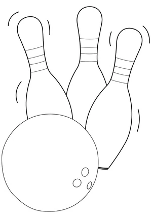 Página para Colorir Pinos de Boliche e Bola de Boliche