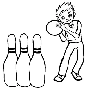 Página para Colorir Menino jogando boliche