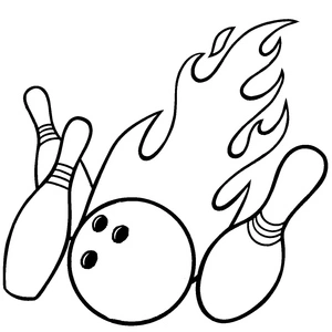 Página para Colorir Pista de Boliche Flamejante