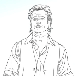 Página para Colorir Desenho de Brad Pitt sem Limites