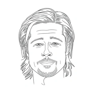 Página para Colorir Retrato de Brad Pitt