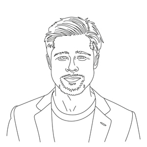Página para Colorir para Imprimir com Brad Pitt