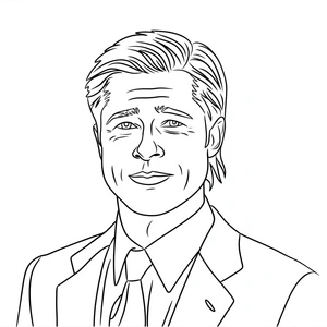 Página para Colorir Página para Colorir de Brad Pitt para Imprimir
