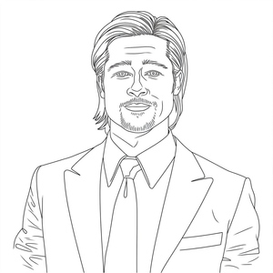 Página para imprimir com retrato de Brad Pitt