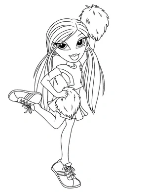 Página para Colorir Cheerleader da turma Bratz