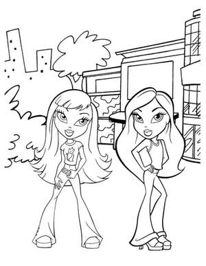 Página para Colorir Garotas Bratz Bonitas