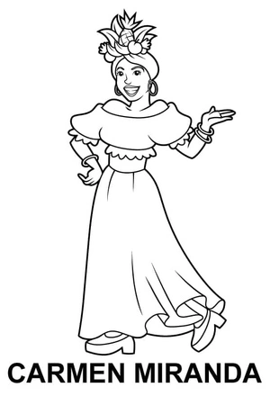 Página para Colorir Carmen Miranda Brasileira