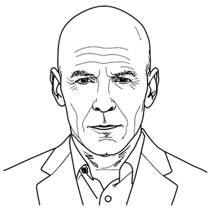 Homem de terno, detalhada página para colorir do Bruce Willis, grátis para imprimir