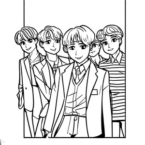 Página para Colorir Página para Colorir dos Membros do BTS