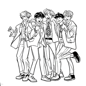 Página para Colorir Feliz BTS