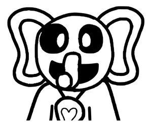 Bubba Bubbaphant sorrindo, fácil Poppy Playtime coloring page, free printable