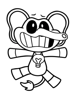Bubbaphant Bubba sorrindo, fácil Bubba Bubbaphant coloring page, free printable