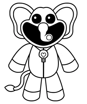 Bubbaphant sorrindo, fácil página para colorir Bubba Bubbaphant, para imprimir grátis