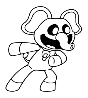 Bubba o elefante correndo, página de colorir fácil de Bubba Bubbaphant, imprimível grátis