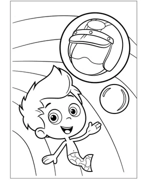 Gil sorrindo com capacete, fácil Bubble Guppies coloring page, free printable