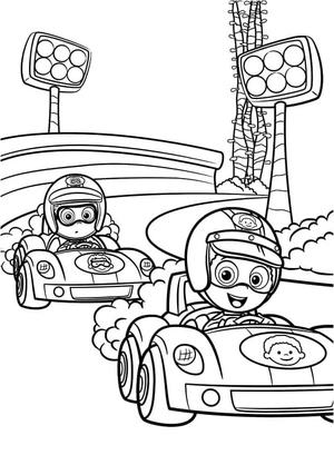 Página para Colorir Goby e Nonnie correm pela pista.