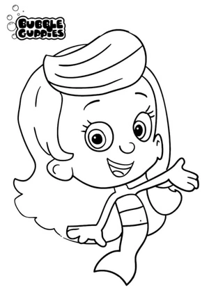 Molly sorrindo e acenando, fácil página de colorir Bubble Guppies, imprimível grátis