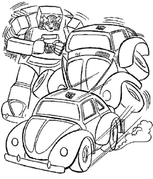 Página para Colorir Abelha e dois de seus companheiros Autobots
