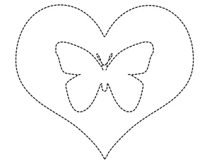Página para Colorir Página para Colorir de Borboleta e Coração com Traços