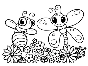 Página para Colorir Abelha e Borboleta Adoráveis