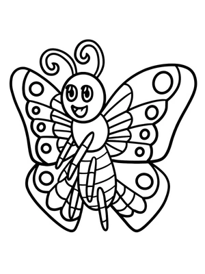 Página para Colorir Borboleta Desenho Animado Adorável