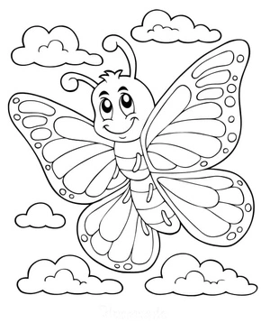 Página para Colorir Borboleta Voadora para Imprimir