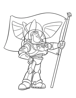 Página para Colorir Buzz Lightyear e a Bandeira Americana