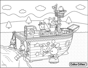 Página para Colorir Barco Calico Critter