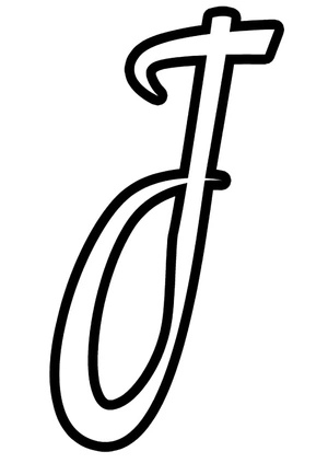 Página para Colorir Letra J Decorativa para Caligrafia