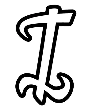 Página para Colorir Letra Decorativa I para Alfabeto de Caligrafia