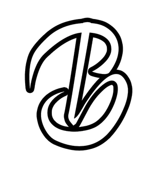 Página para Colorir Letra B no Alfabeto Caligráfico