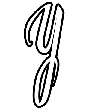 Página para Colorir Alfabeto Caligráfico da Letra Y