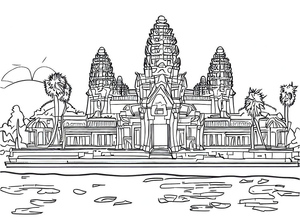 Página para Colorir de Angkor Wat