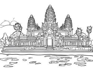 Página para Colorir Página para Colorir de Angkor Wat
