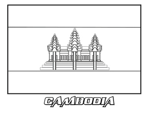 Página para Colorir da Bandeira do Camboja