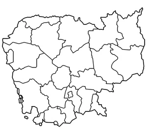 Página para Colorir Mapa do Camboja