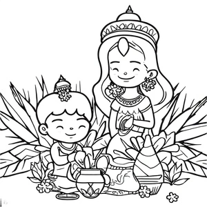 Página para Colorir Celebre o Ano Novo Cambojano com Alegria