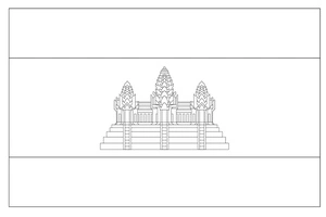Página para Colorir Página para Colorir da Bandeira do Camboja Grátis para Imprimir