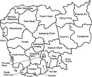 Página para Colorir Mapa do Camboja