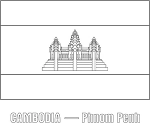 Página para Colorir Página para Colorir da Bandeira do Camboja para Imprimir