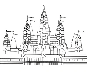 Página para Colorir Templo de Angkor Wat