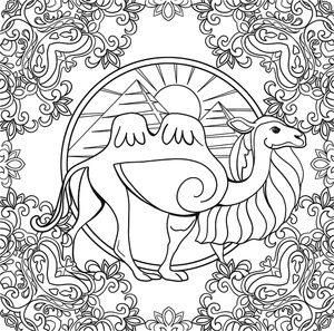Página para Colorir Mandala com um Camelo Regular