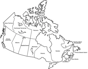 Página para Colorir Página para Colorir Mapa do Canadá